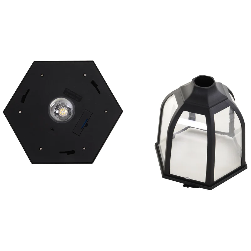 Lot de 2 lampadaire solaire extérieur 26,5 x 177 cm éclairage automatique détecteur de luminosité classique en PP noir 21_0007001