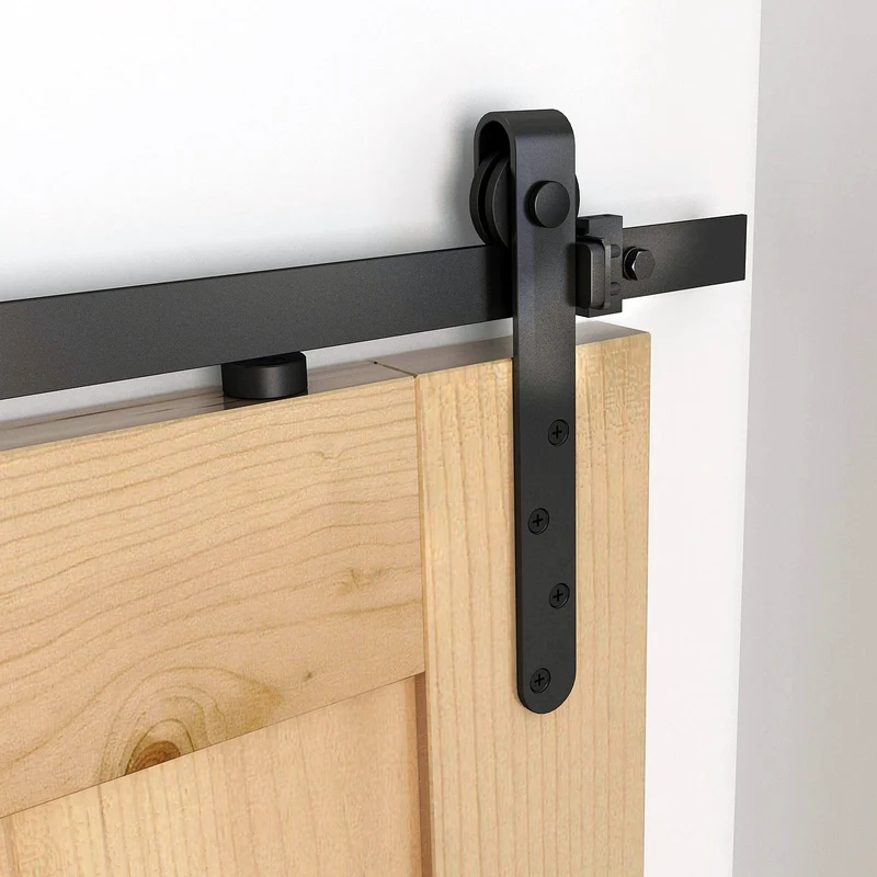 Kit de porte coulissante galandage 180 x 2.5 x 0.30 cm gain d'espace silencieux industriel en acier au carbone noir 21_0007141