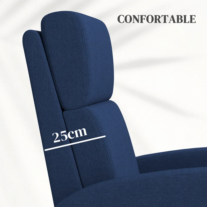 Fauteuil inclinable salon 64 x 86 x 102 cm repose-pieds intégré dossier 160° moderne contemporain zen en polyester bleu 21_0003130