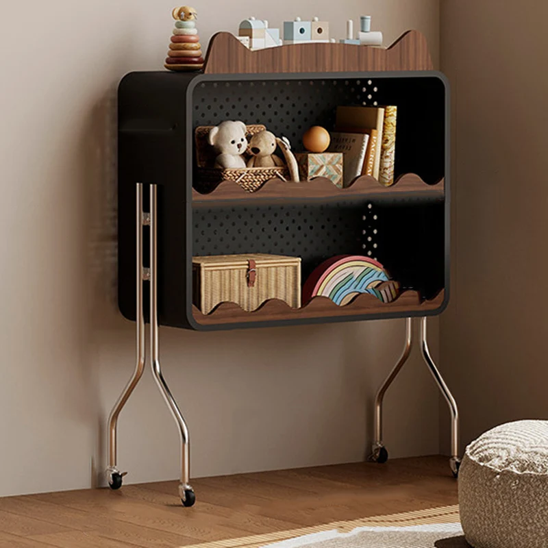 Contemporary Nordic Cartoon Cat Ear & Deer Ear Iron Multi-layer Board Kids Movable Storage Cabinet 2-Tier For Living Room