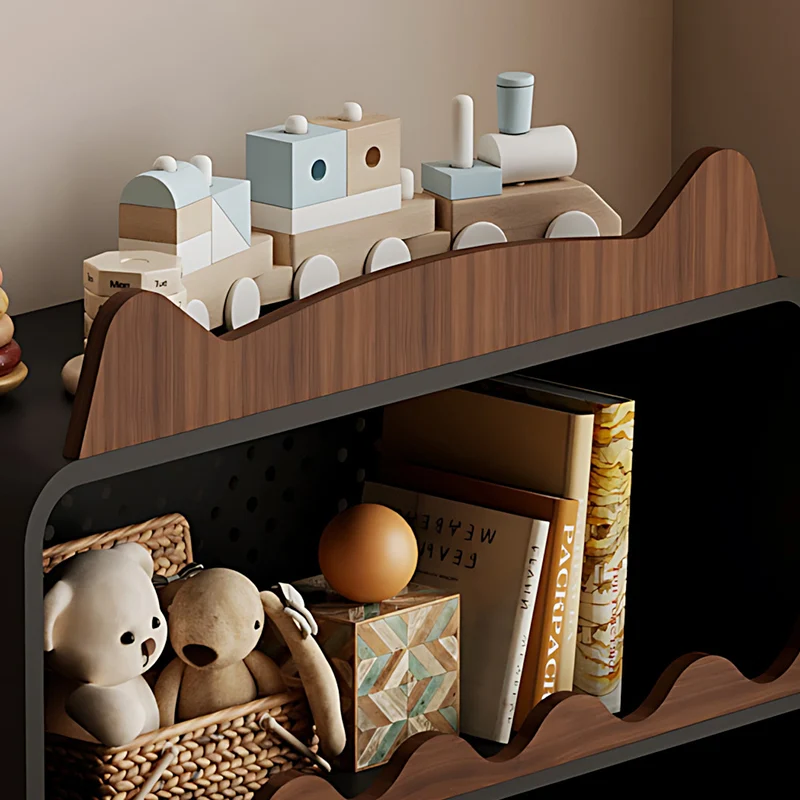 Contemporary Nordic Cartoon Cat Ear & Deer Ear Iron Multi-layer Board Kids Movable Storage Cabinet 2-Tier For Living Room