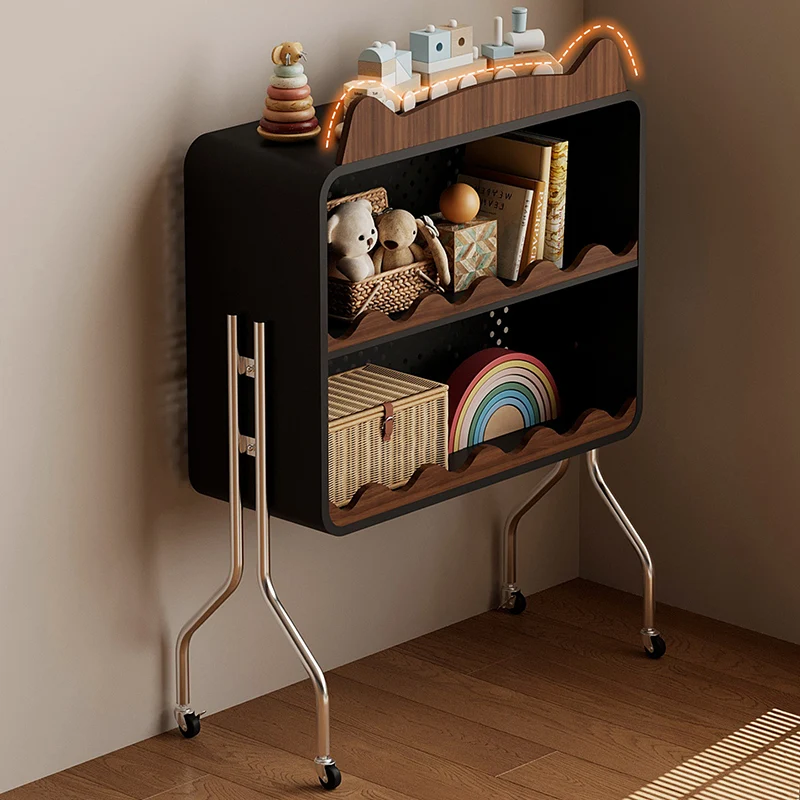 Contemporary Nordic Cartoon Cat Ear & Deer Ear Iron Multi-layer Board Kids Movable Storage Cabinet 2-Tier For Living Room