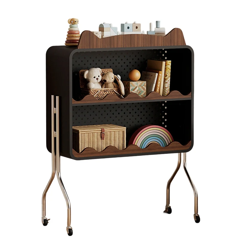 Contemporary Nordic Cartoon Cat Ear & Deer Ear Iron Multi-layer Board Kids Movable Storage Cabinet 2-Tier For Living Room