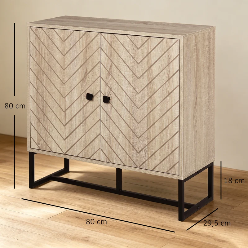Buffet de rangement salon 80 x 29.5 x 80 cm étagères réglables portes magnétiques compact moderne en MDF bois naturel 21_0001815