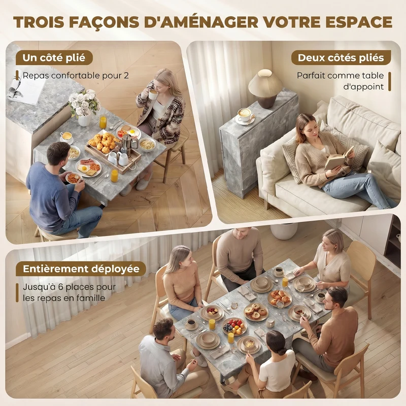 Table pliante de cuisine à roulettes 75 x 140 x 74 cm 2 étagères compacte moderne épuré en panneau de particules gris 21_0002272