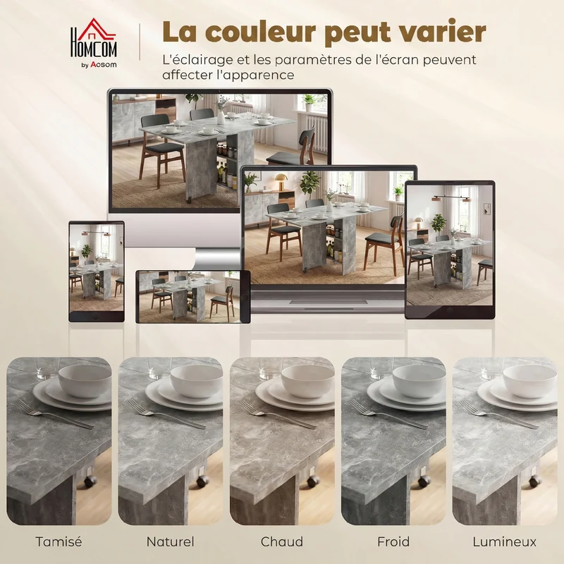 Table pliante de cuisine à roulettes 75 x 140 x 74 cm 2 étagères compacte moderne épuré en panneau de particules gris 21_0002272