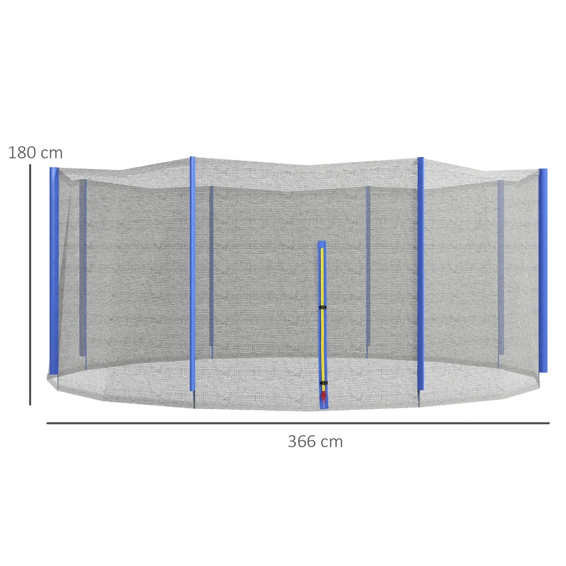 Filet de sécurité pour trampoline 366 x 180 cm entrée zippée anti-chute extérieur résistant durable en polyéthylène bleu 21_0006409