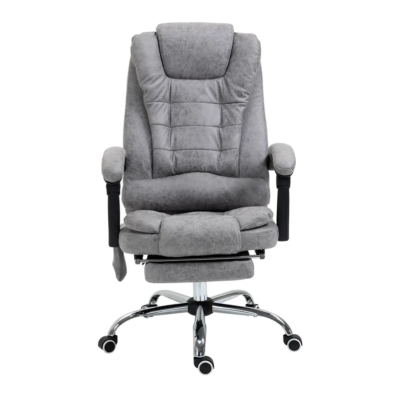 Fauteuil de bureau massant chauffant 65 x 70 x 119 cm dossier inclinable ergonomique moderne en microfibre gris clair 21_0006186