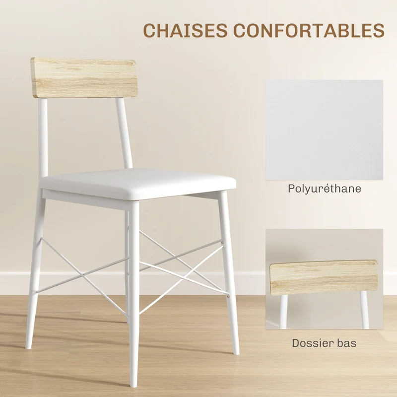 Ensemble table et chaises cuisine 70 x 70 x 75 cm gain de place étagère chaises encastrables sièges moderne en MDF chêne 21_0003259