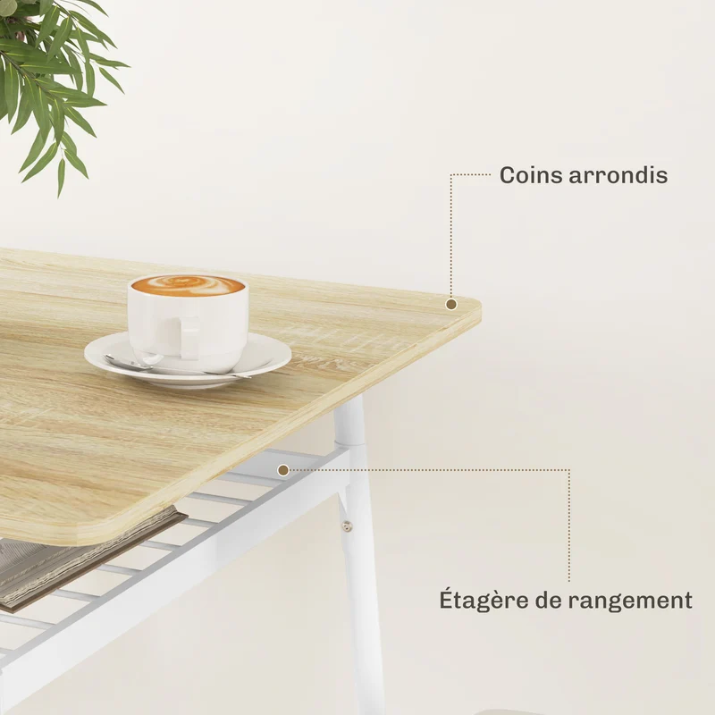 Ensemble table et chaises cuisine 70 x 70 x 75 cm gain de place étagère chaises encastrables sièges moderne en MDF chêne 21_0003259