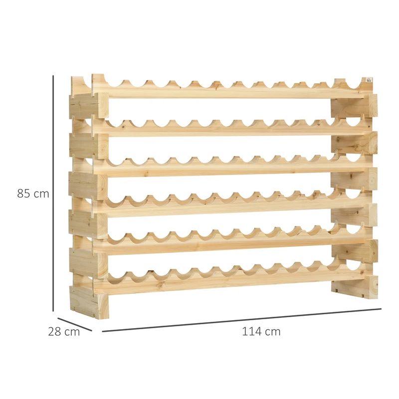 Casier à bouteilles modulable superposable 114 x 28 x 85 cm 72 bouteilles maintien horizontal rustique en bois naturel 21_0000111