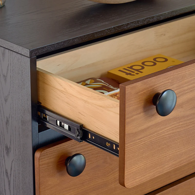 Modern Minimalist Solid Wood & Plywood Storage Cabinet With 4 Drawers, Large Drawer Dresser For Living Room