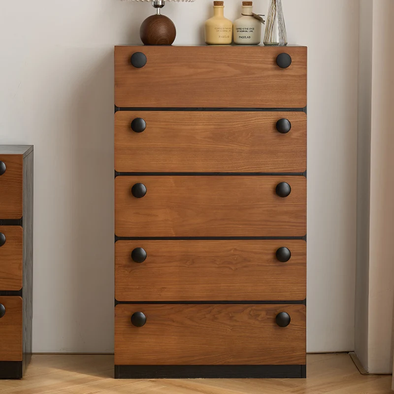 Modern Minimalist Solid Wood & Plywood Storage Cabinet With 4 Drawers, Large Drawer Dresser For Living Room
