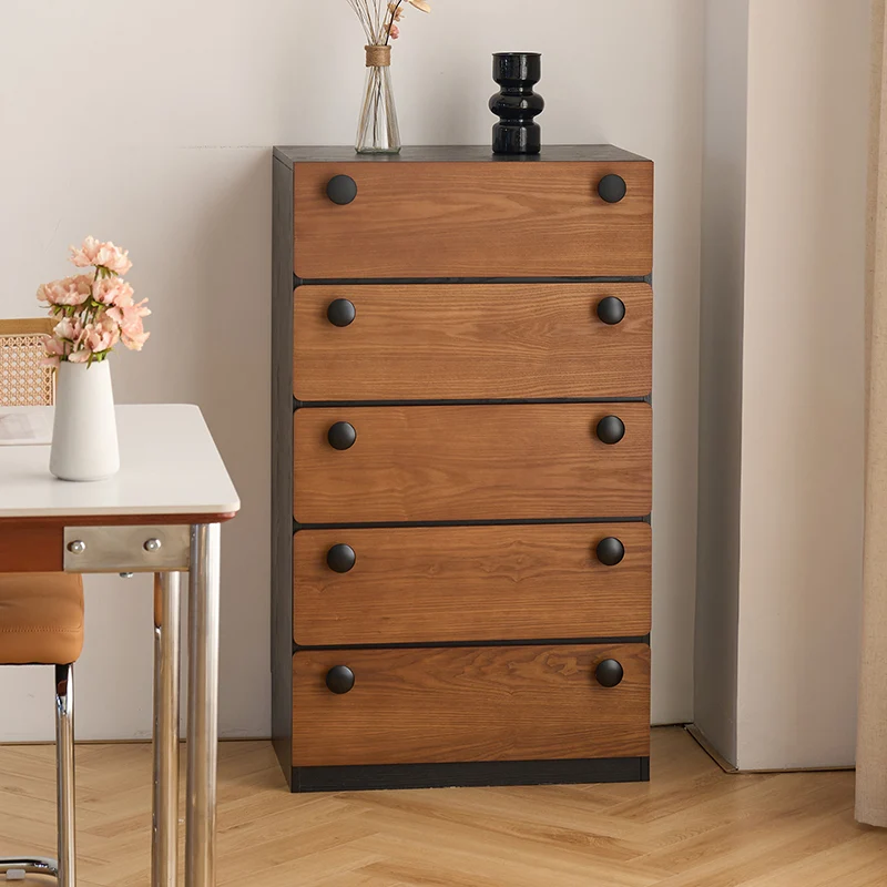Modern Minimalist Solid Wood & Plywood Storage Cabinet With 4 Drawers, Large Drawer Dresser For Living Room