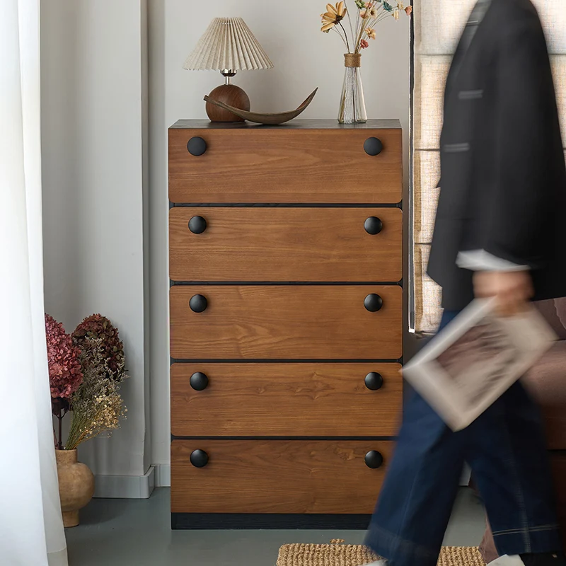 Modern Minimalist Solid Wood & Plywood Storage Cabinet With 4 Drawers, Large Drawer Dresser For Living Room