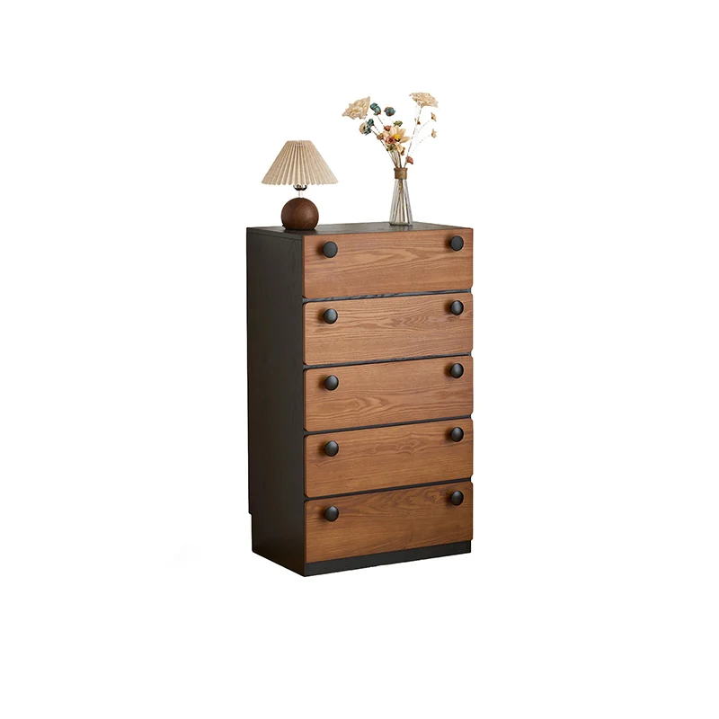 Modern Minimalist Solid Wood & Plywood Storage Cabinet With 4 Drawers, Large Drawer Dresser For Living Room