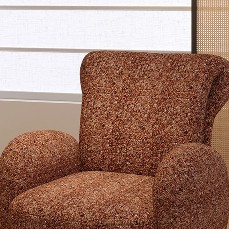 Traditional Vintage Stainless Steel & Chenille Swivel Upholstery Accent Chair With Backrest & Armrest Curved Silhouette For Living Room