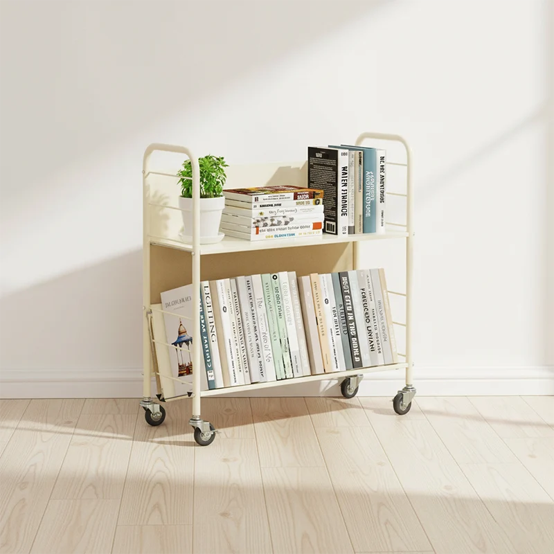 Contemporary Industrial Rectangular Carbon Steel Movable Space-Saving Bookshelf 2/3/4/5-Tier For Study