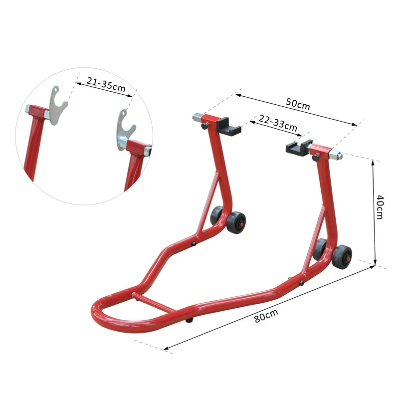 Béquille moto arrière lève moto entretien 80 x 50 x 40 cm réglable maniable pro industriel contemporain en acier rouge 21_0007186
