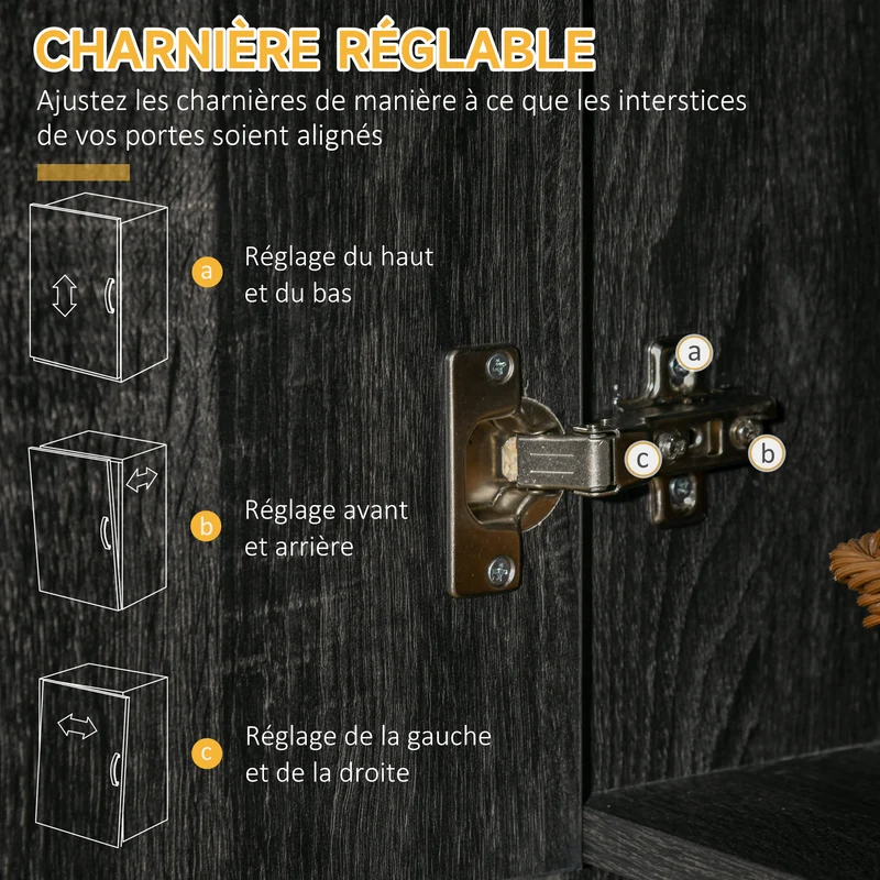 Armoire de cuisine 101 x 39 x 180 cm grand plateau et nombreux rangements contemporain en panneaux de particules noir 21_0000976