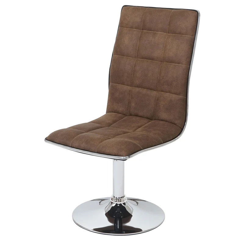 Lot de 2 chaises de salle à manger cuisine hauteur réglable en tissu marron vintage 04_0001959
