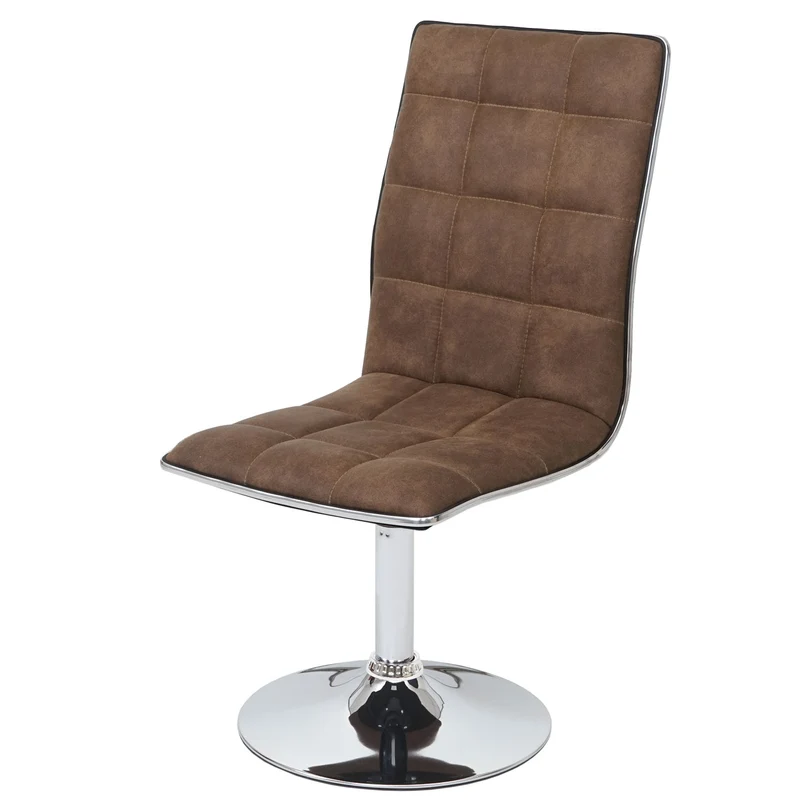 Lot de 2 chaises de salle à manger cuisine hauteur réglable en tissu marron vintage 04_0001959