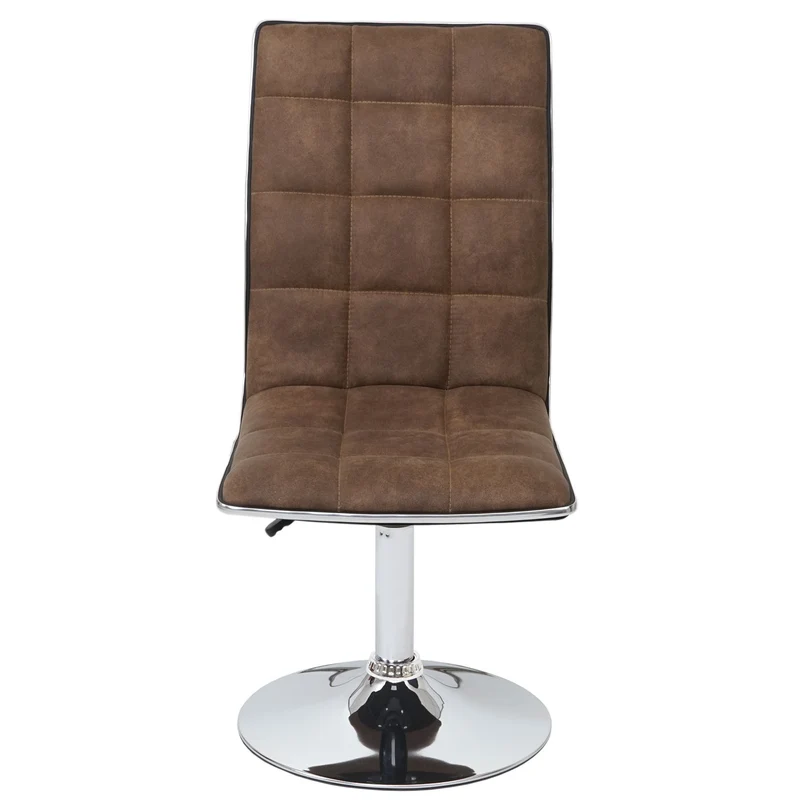 Lot de 2 chaises de salle à manger cuisine hauteur réglable en tissu marron vintage 04_0001959