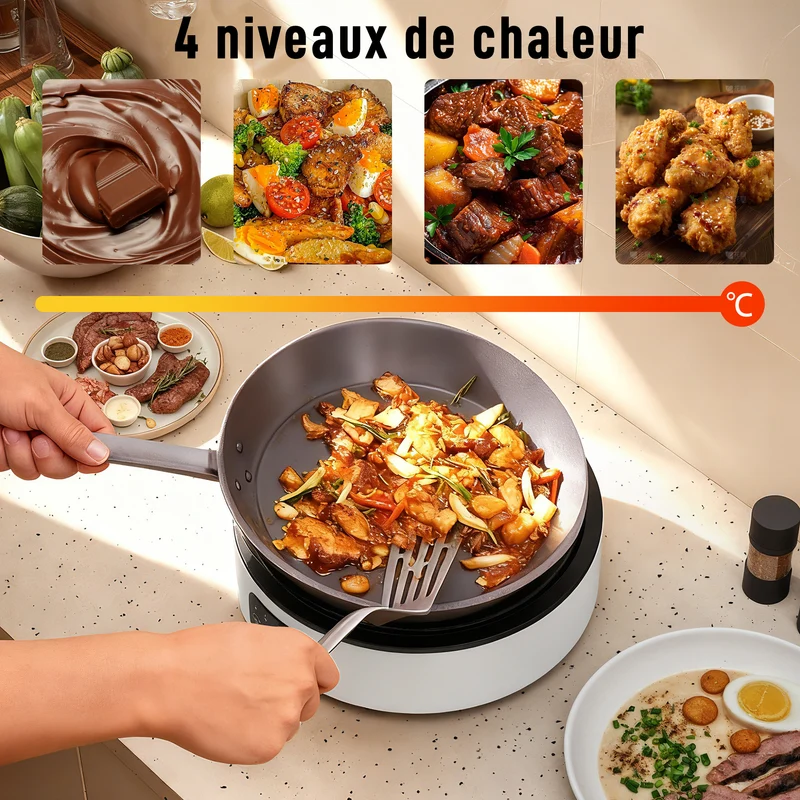 Plaque de cuisson et grill céramique 34 x 36 x 10 cm cuisson rapide et uniforme design épuré contemporain en verre blanc 21_0000967
