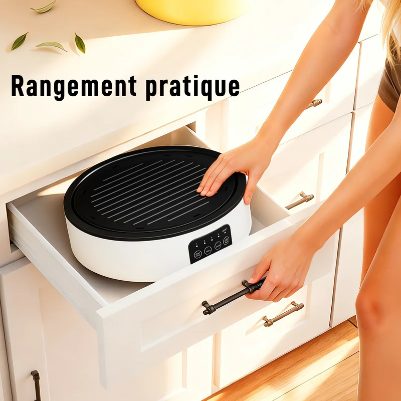 Plaque de cuisson et grill céramique 34 x 36 x 10 cm cuisson rapide et uniforme design épuré contemporain en verre blanc 21_0000967