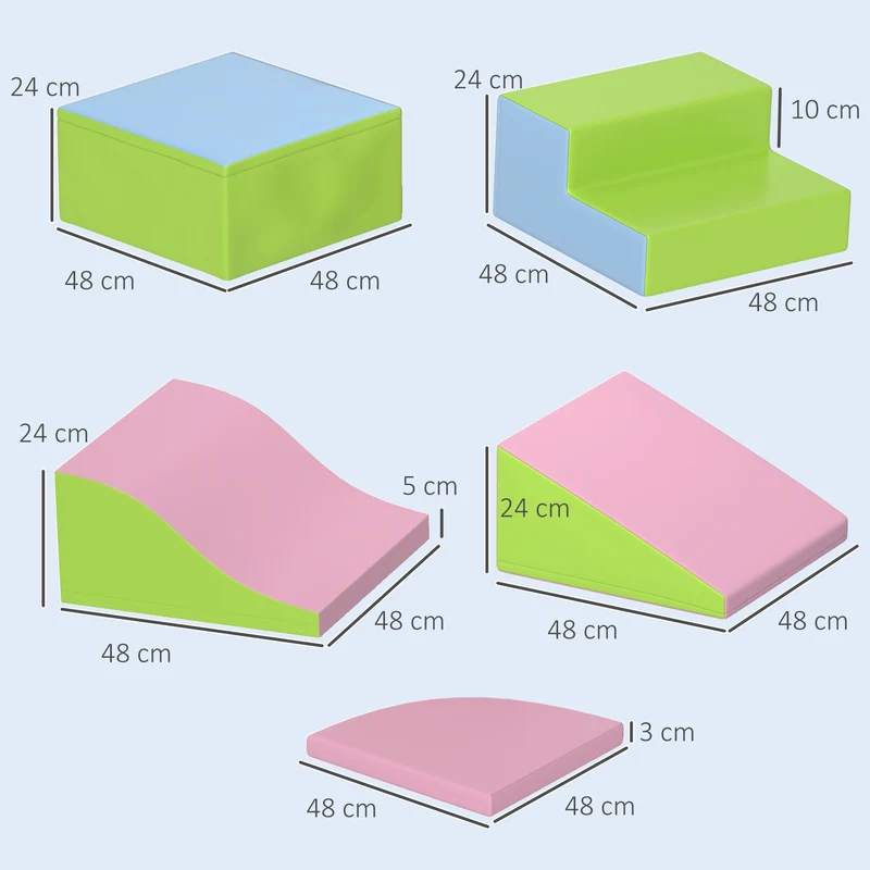 Module motricité bébé parcours 150 x 100 x 24 cm développement coordination ludique contemporain en polyuréthane vert 21_0000728