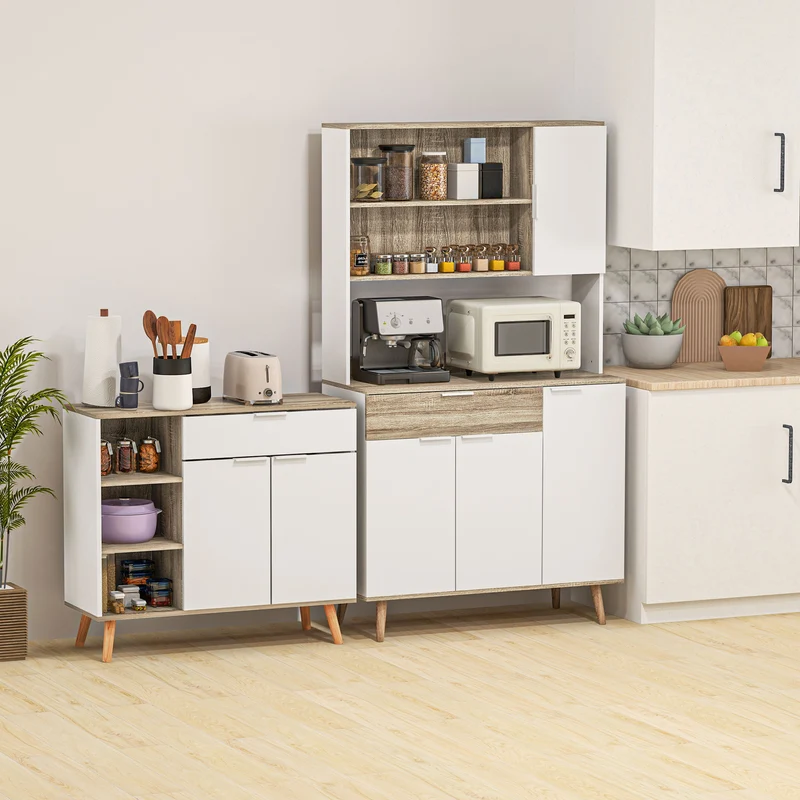 Meuble de rangement buffet cuisine 95 x 35 x 85 cm grand rangement modulable tiroir placard scandinave épuré en MDF blanc 21_0003159