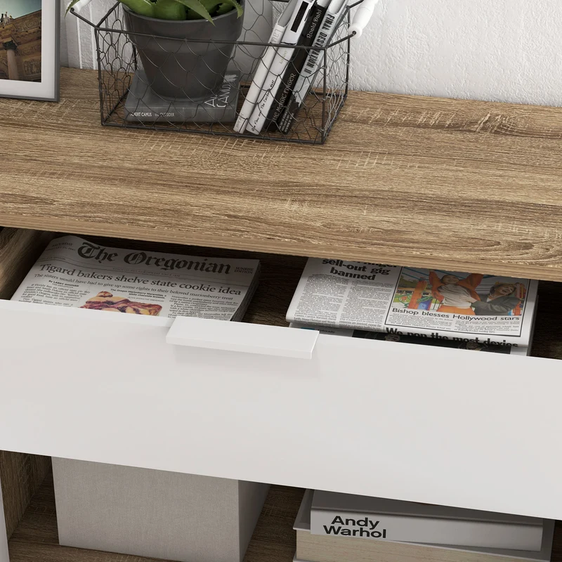 Meuble de rangement buffet cuisine 95 x 35 x 85 cm grand rangement modulable tiroir placard scandinave épuré en MDF blanc 21_0003159