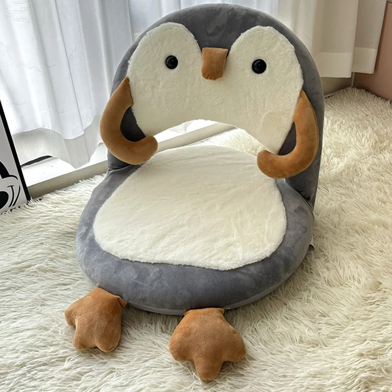 Contemporary Creative Iron Frame Plush Duck Penguin-Shaped Kids Accent Chair - Foldable Back Chair For Bedroom