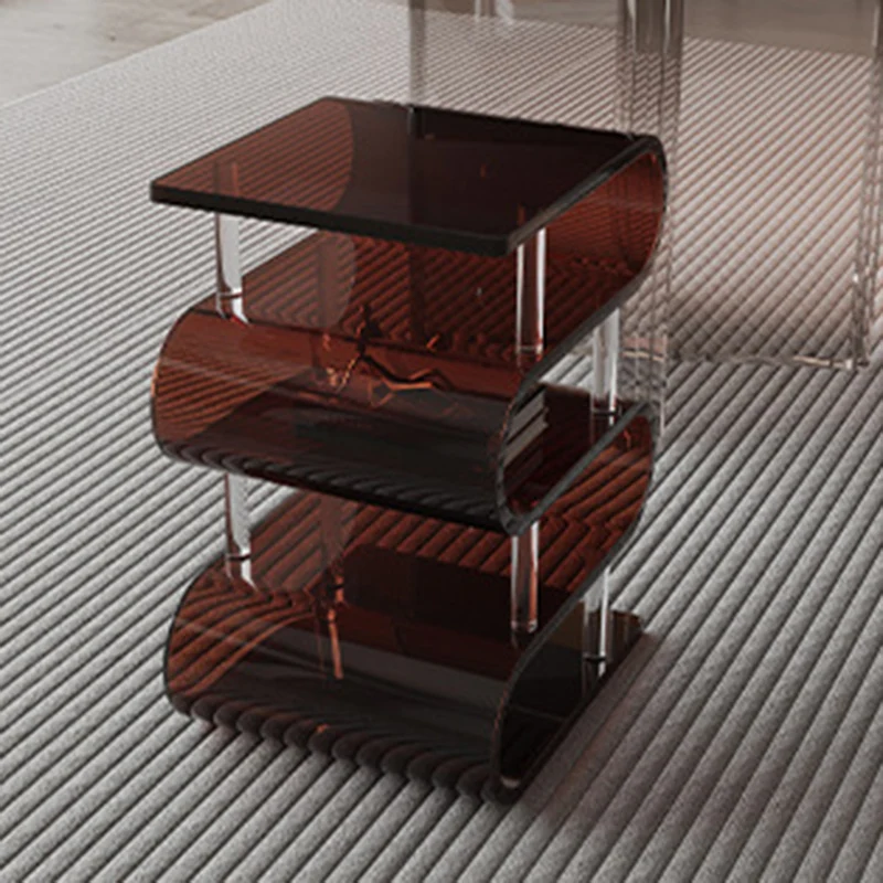 Contemporary Nordic Square Acrylic Storage Low Stool For Living Room