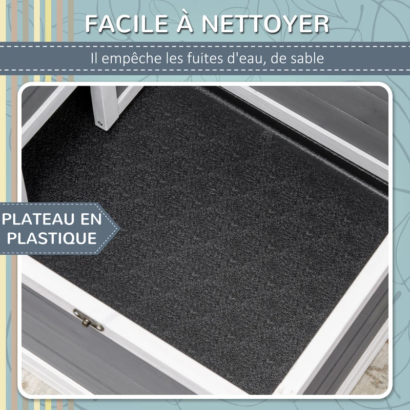 Enclos pour tortue double espace 86 x 54 x 43 cm niche abritée porte toit ouvrant style contemporain en bois gris foncé 21_0007832