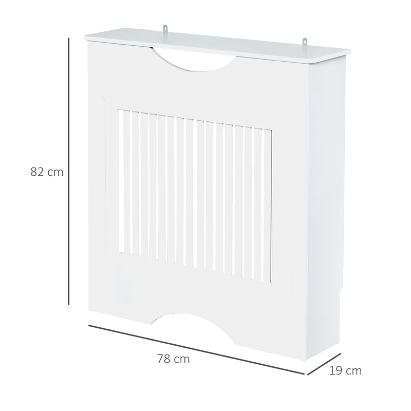Cache-radiateur à lattes verticales 78 x 19 x 82 cm avec étagère ventilation optimisée contemporain épuré en MDF blanc 21_0001108