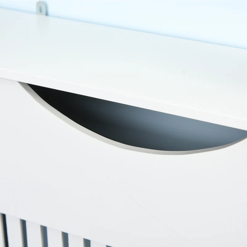 Cache-radiateur à lattes verticales 78 x 19 x 82 cm avec étagère ventilation optimisée contemporain épuré en MDF blanc 21_0001108