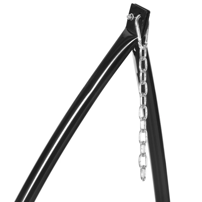 Support pour fauteuil suspendu autoportant 109 x 109 x 210 cm tablette réglable porte gobelet industriel en acier noir 21_0004489