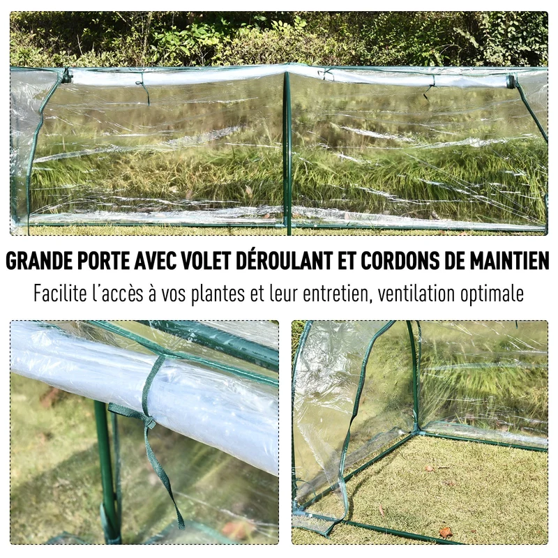 Serre tunnel pour tomates 250 x 100 x 80 cm protection antigel porte zippée moderne épuré utile en PVC transparent 21_0004138