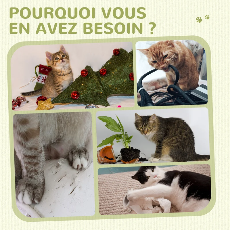 Poteau à gratter pour chat 59,5 x 39 x 79 cm balle clochette protège mobilier salon chambre moderne cosy en jute beige 21_0007666