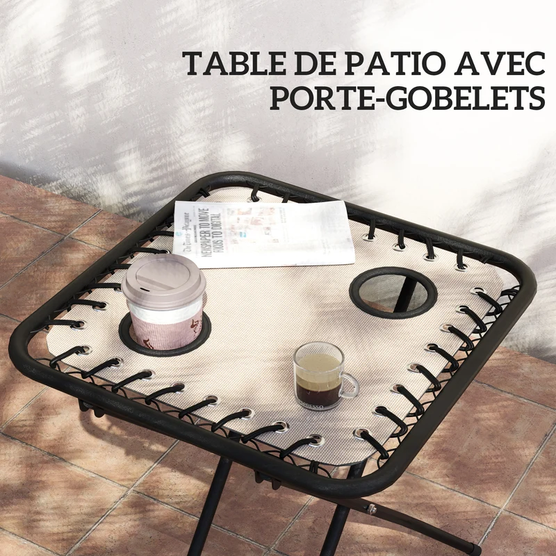 Lot de 2 chaises longues gravité zéro 160 x 65 x 77 cm pliables avec table porte-gobelets moderne en textilène beige 21_0005305