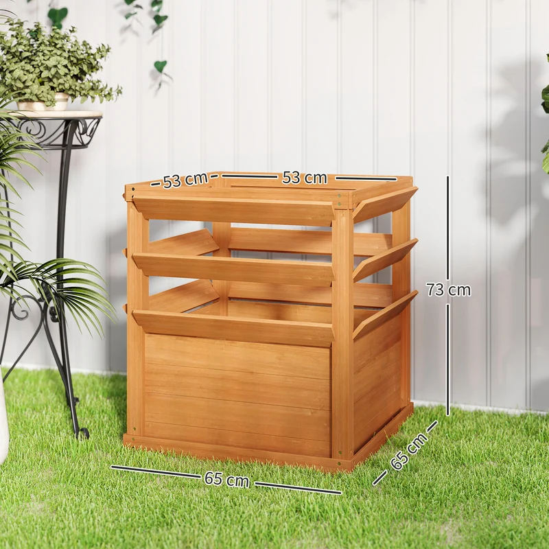 Jardinière surélevée de jardin 65 x 65 x 73 cm bon drainage treillis pour plantes style rustique en bois marron clair 21_0005576