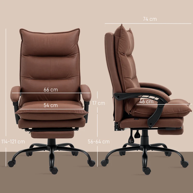 Fauteuil de bureau massant inclinable 66 x 74 x 121,5 cm massage chauffant repose-pieds moderne en microfibre marron 21_0006243