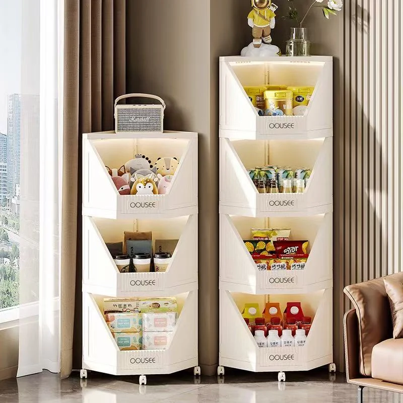 Modern Minimalist Square PP Movable Stackable Corner Shelf Unit 2/3/4-Tier For Living Room