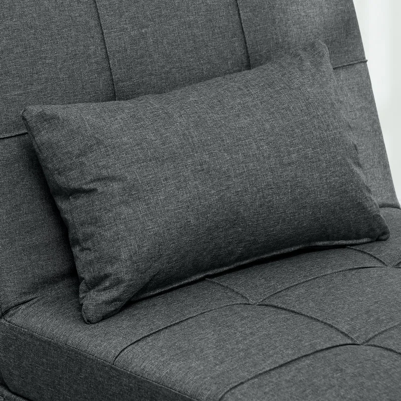 Fauteuil convertible 1 place lit 65.5 x 104 x 81 cm assise rembourrée dossier réglable contemporain en polyester gris 21_0003152