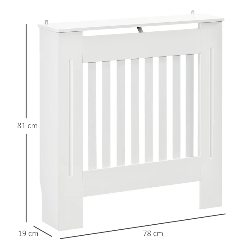 Cache-radiateur salon couloir 78 x 19 x 81 cm sécurité anti-brûlure rangement supérieur épuré contemporain en MDF blanc 21_0001101
