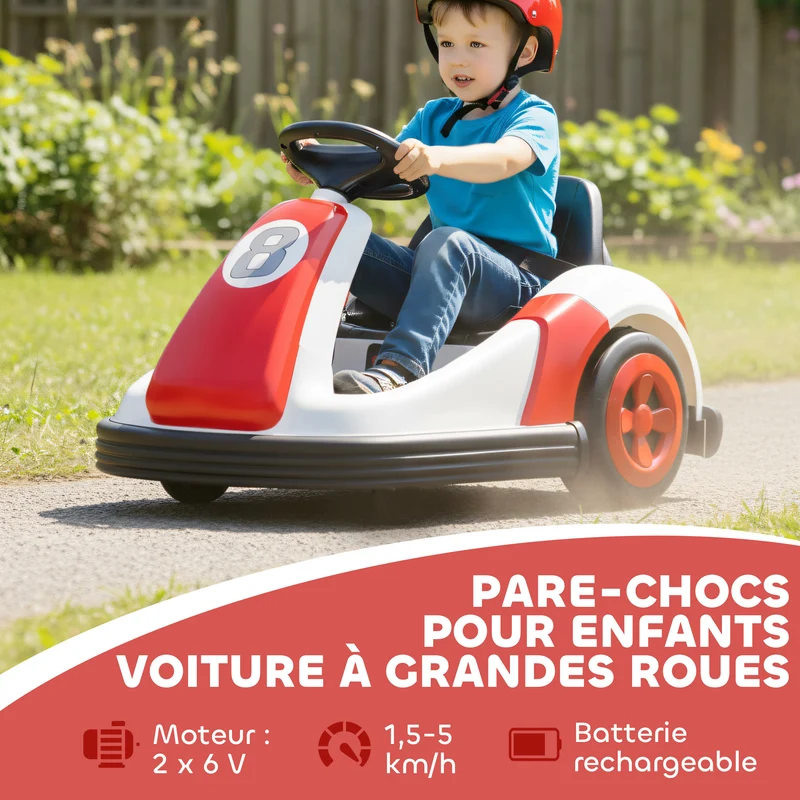 Auto-tamponneuse enfant électrique 360° 70 x 58 x 46,5 cm ceinture 2 points tendance jardin finition mate en PP rouge 21_0000621