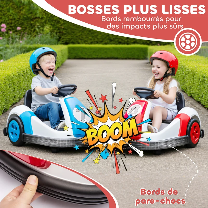 Auto-tamponneuse enfant électrique 360° 70 x 58 x 46,5 cm ceinture 2 points tendance jardin finition mate en PP rouge 21_0000621