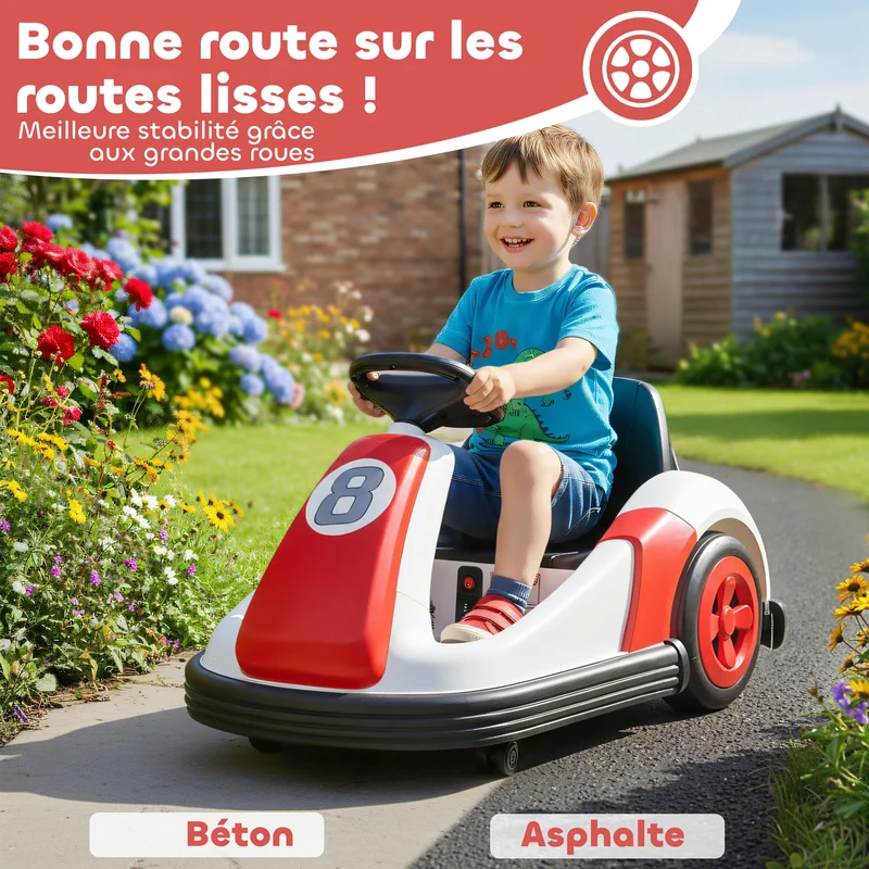 Auto-tamponneuse enfant électrique 360° 70 x 58 x 46,5 cm ceinture 2 points tendance jardin finition mate en PP rouge 21_0000621