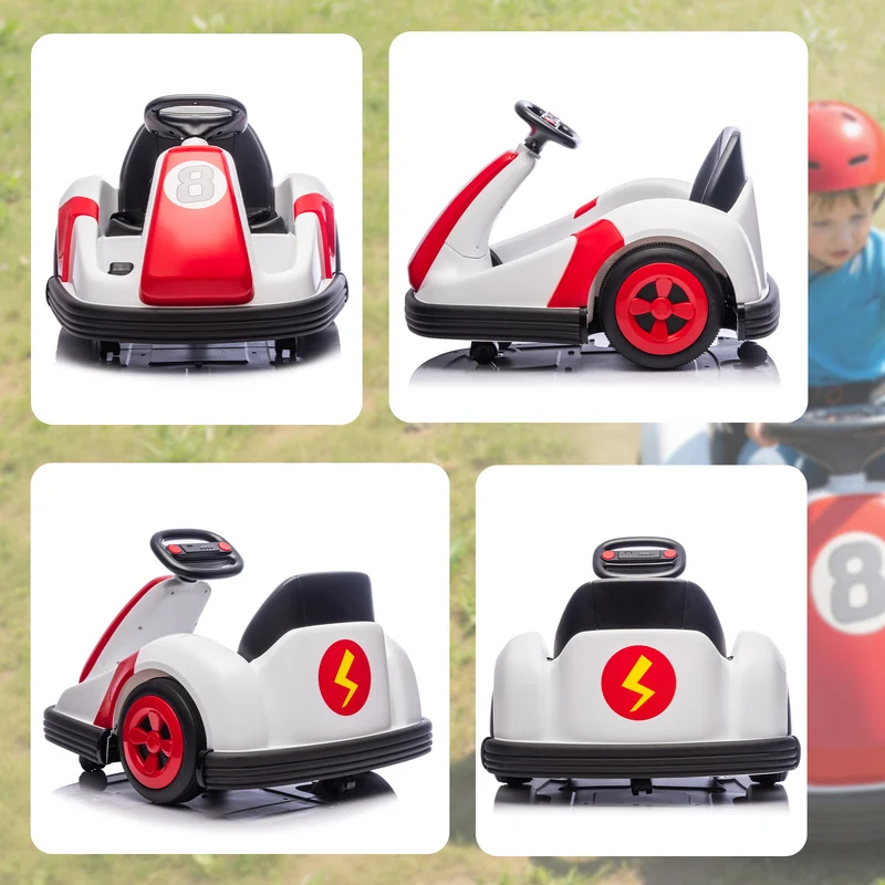 Auto-tamponneuse enfant électrique 360° 70 x 58 x 46,5 cm ceinture 2 points tendance jardin finition mate en PP rouge 21_0000621